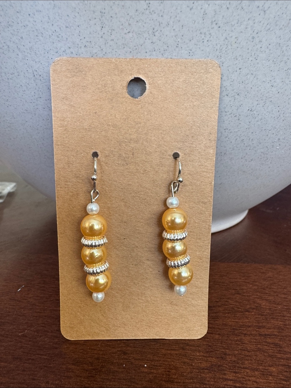 Hand Crafted Gold Pearl Drop Earrings